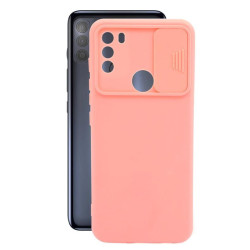 Etui SILICONE LENS na telefon motorola moto g50 4G różowe