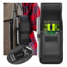 Kabura na telefon do paska czarna uniwersalna z karabińczykiem i kieszonkami na karty