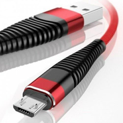 Kabel USB A USB-A - Micro USB microUSB 1m czerwony przewód wspierający szybkie ładowanie - nylon HQ
