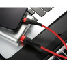 Kabel USB A USB-A - Micro USB microUSB 1m czerwony przewód wspierający szybkie ładowanie - nylon HQ