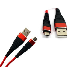 Kabel USB A USB-A - Micro USB microUSB 1m czerwony przewód wspierający szybkie ładowanie - nylon HQ