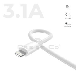 Kabel USB-C Power Delivery / Lightning iPhone przewód wspierający SZYBKIE ŁADOWANIE 3,1A T5 biały PRESTICO