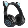 Słuchawki Bluetooth z kocimi uszami świecące czarne