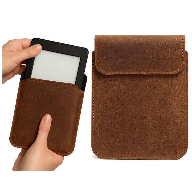 Etui skóra pionowe z klapką na czytnik e-booków Amazon Kindle Paperwhite / inkBOOK Calypso+ 6" brązowe