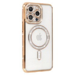 Etui MagSafe Bling na telefon Apple iPhone 13 A2482 / 14 A2882 złote