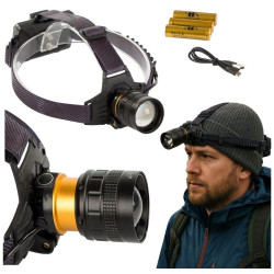 Latarka czołowa LED CREE XHP160 z powerbank i zoom 1000m