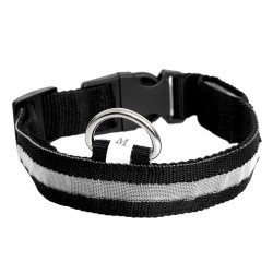 Obroża LED czarna S 34-42cm - widoczność po zmroku