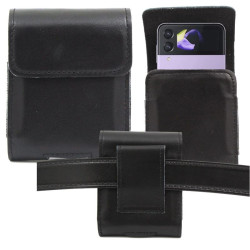 Kabura skórzana na telefon uniwersalna do paska czarna