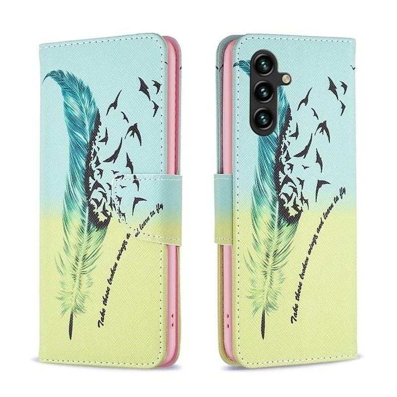 Etui Fancy Diary na telefon Samsung Galaxy A34 5G A346 piórko