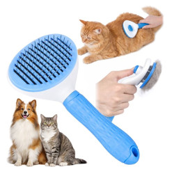 Szczotka zgrzebło do sierści dla psa i kota niebieska - mniej linienia o 90%