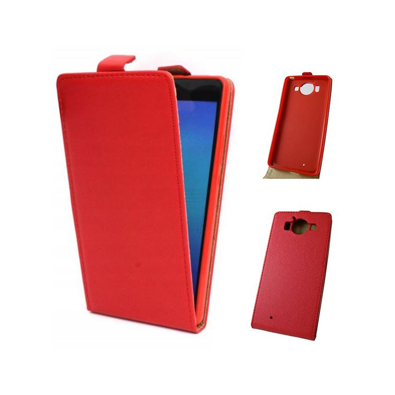 Etui pionowe z klapką SLIM FLEX na telefon Microsoft Lumia 950 czerwone