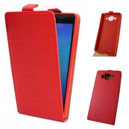Etui pionowe z klapką SLIM FLEX na telefon Microsoft Lumia 950 czerwone