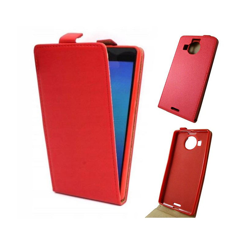 Etui pionowe z klapką SLIM FLEX na telefon Microsoft Lumia 950XL czerwone