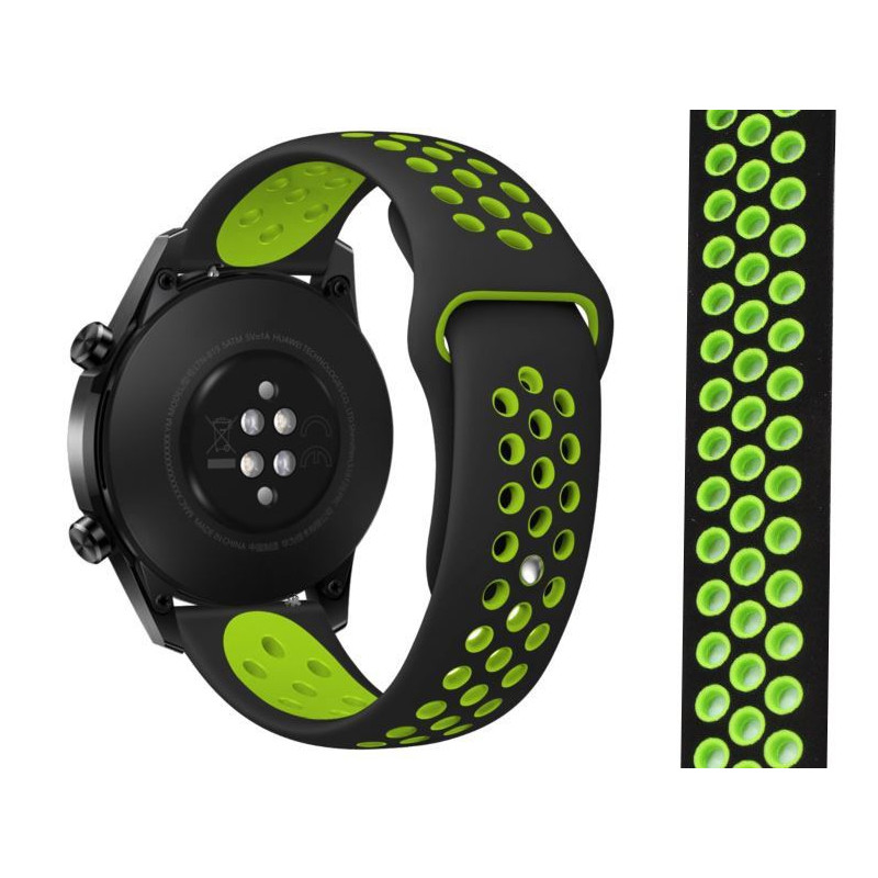 Pasek Silikonowy / Opaska do smartwatch Huawei Watch GT 2 42 mm czarno-limonkowy
