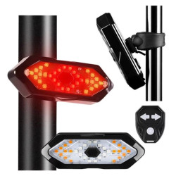 Lampka rowerowa LED na tył + pilot kierunkowskazy czarna