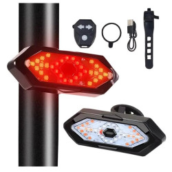 Lampka rowerowa LED na tył + pilot kierunkowskazy czarna