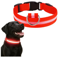 Obroża LED czerwona S 34-42cm - widoczność po zmroku