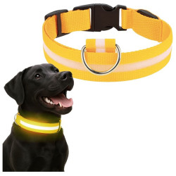 Obroża LED żółta S 34-42cm - widoczność po zmroku