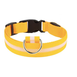Obroża LED żółta S 34-42cm - widoczność po zmroku
