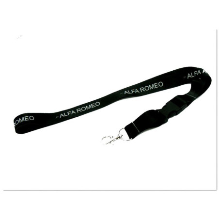 Smycz na szyję Alfa Romeo do telefonu i kluczy 20mm x 52cm czarna z napisem
