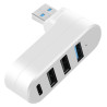 Hub USB 4 porty 3x USB A 1x USB C - biały adapter
