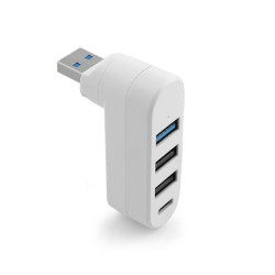 Hub USB 4 porty 3x USB A 1x USB C - biały adapter