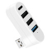 Hub USB 4 porty 3x USB A 1x USB C - biały adapter