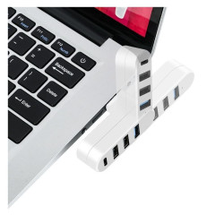 Hub USB 4 porty 3x USB A 1x USB C - biały adapter
