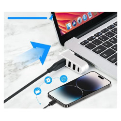 Hub USB 4 porty 3x USB A 1x USB C - biały adapter