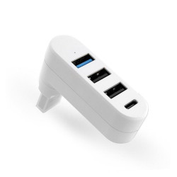 Hub USB 4 porty 3x USB A 1x USB C - biały adapter