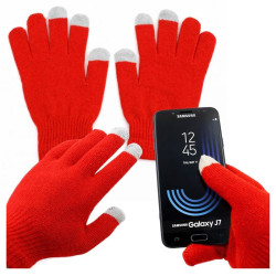Rękawiczki zimowe dotykowe czerwone | Wełniane