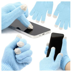 Rękawiczki zimowe dotykowe niebieskie | 3 palce