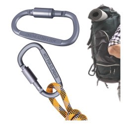 Karabińczyk turystyczny aluminiowy z blokadą 8cm | Uchwyt brelok survival | szary