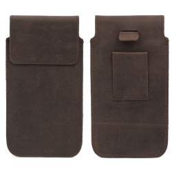 Etui Kabura skórzana pionowa III na telefon Alcatel 1S 2020 ciemno brązowe