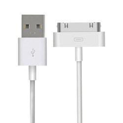 Kabel USB - 30 PIN do Apple iPhone 3G 3GS 4 4S iPad 1 2 3 iPod Shuffle 1m biały przewód BOX