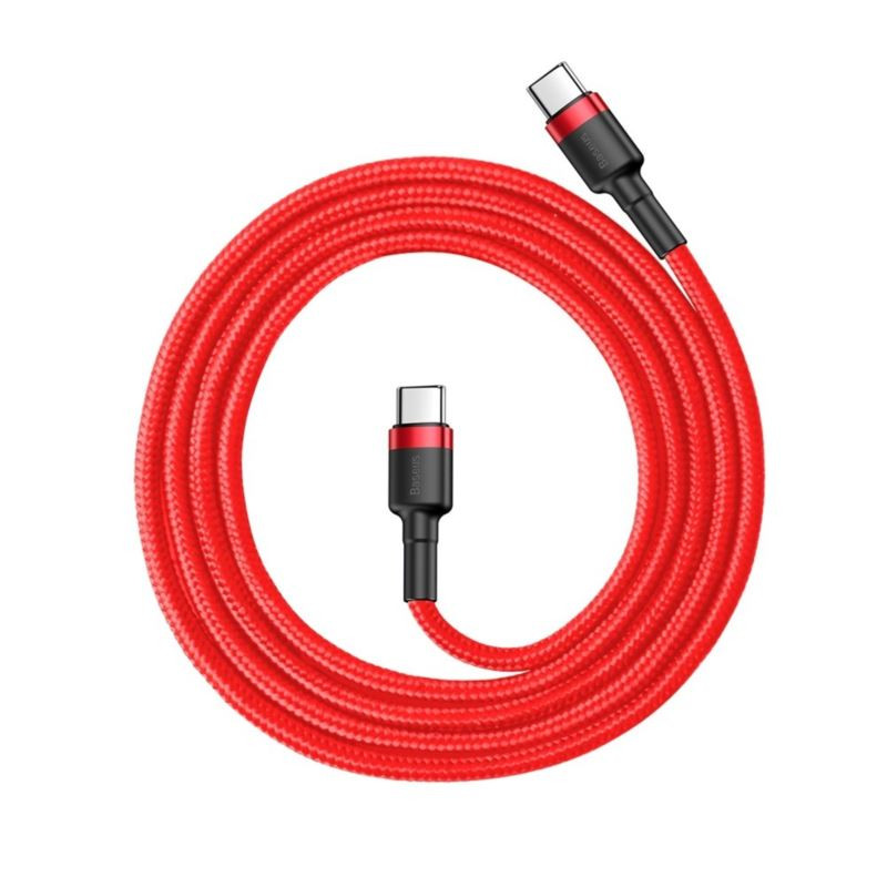 Kabel PD Powe Delivery USB-C - USB-C BASEUS 60W 20V 3A przewód do szybkiego ładowania 1m czerwony