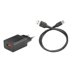 Ładowarka sieciowa do telefonu USB 12W 2,4A z kablem USB-C Quick Charge 3.0 SZYBKIE ŁADOWANIE czarna
