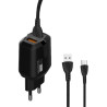 Ładowarka sieciowa 2 x USB 2.4A z kablem micro USB 12W czarna