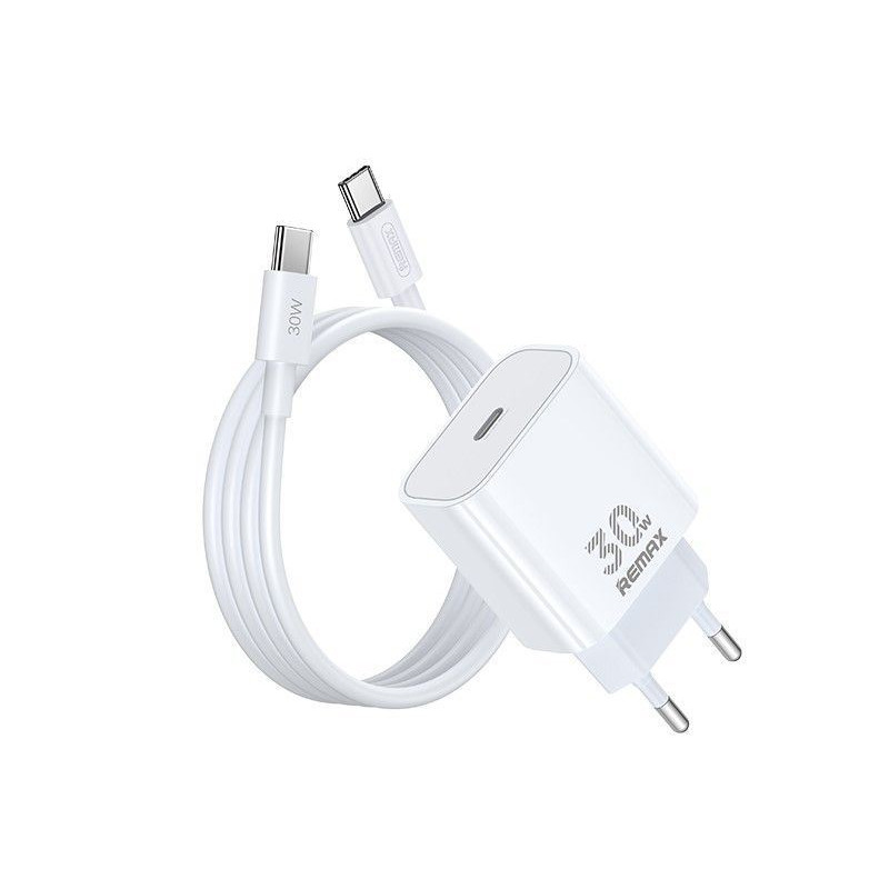 Ładowarka sieciowa do telefonu USB-C PD Power Delivery 3.0 30W + kabel USB-C biała