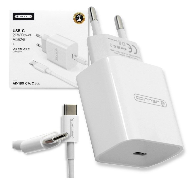 Ładowarka sieciowa USB-C Power Delivery + kabel C-C QC 3A 20W