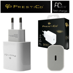Ładowarka sieciowa USB Typ C USB-C PD Power Delivery QC 3A 20W biała F8A PRESTICO