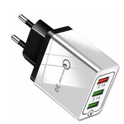 Ładowarka sieciowa QC 3.0 3xUSB FASTON biała