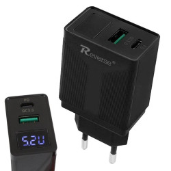 Ładowarka sieciowa USB + USB Typ C Power Delivery QC 3A 20W czarna