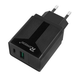 Ładowarka sieciowa USB + USB Typ C Power Delivery QC 3A 20W czarna