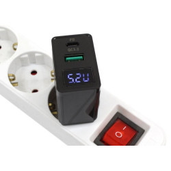 Ładowarka sieciowa USB + USB Typ C Power Delivery QC 3A 20W czarna
