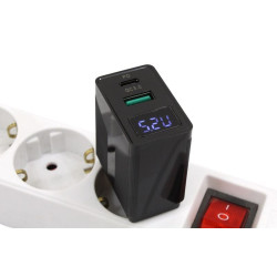 Ładowarka sieciowa USB + USB Typ C Power Delivery QC 3A 20W czarna