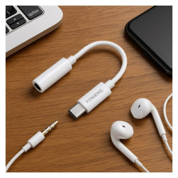 Adapter USB-C na jack 3.5mm DAC biały BM21