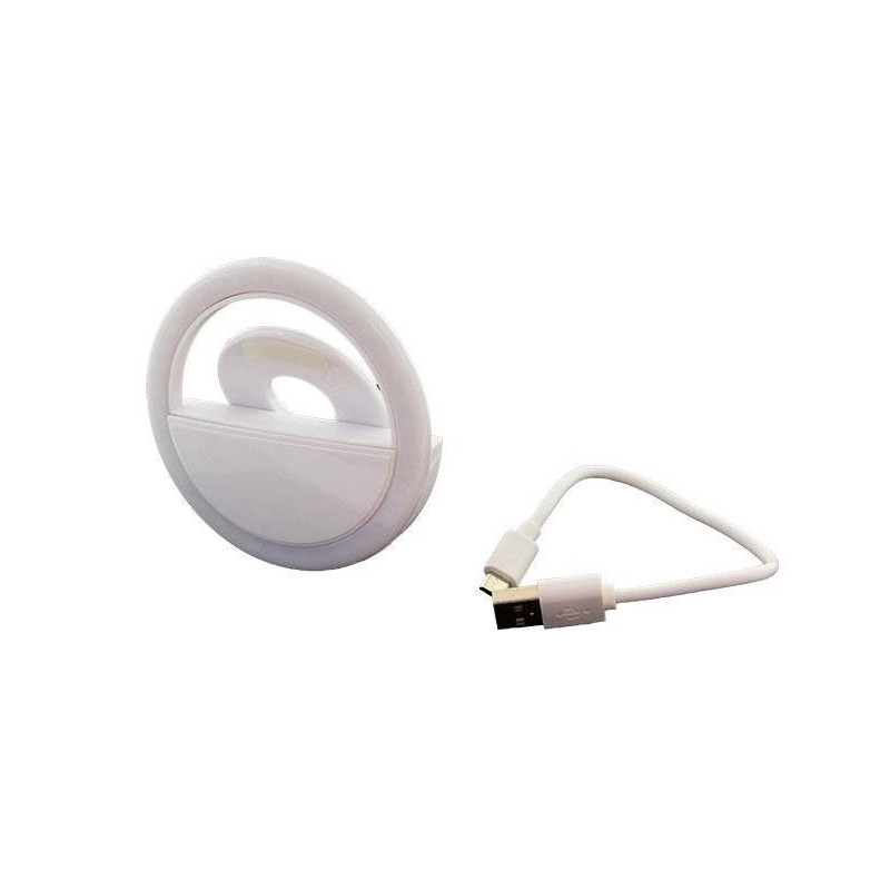 LAMPA PIERŚCIENIOWA LED SELFIE DO TELEFONU USB biała