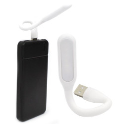 Mocna giętka Lampka silikonowa 6 LED USB do laptopa PC biała