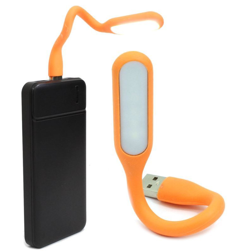 Mocna giętka Lampka silikonowa 6 LED USB do laptopa PC pomarańczowa